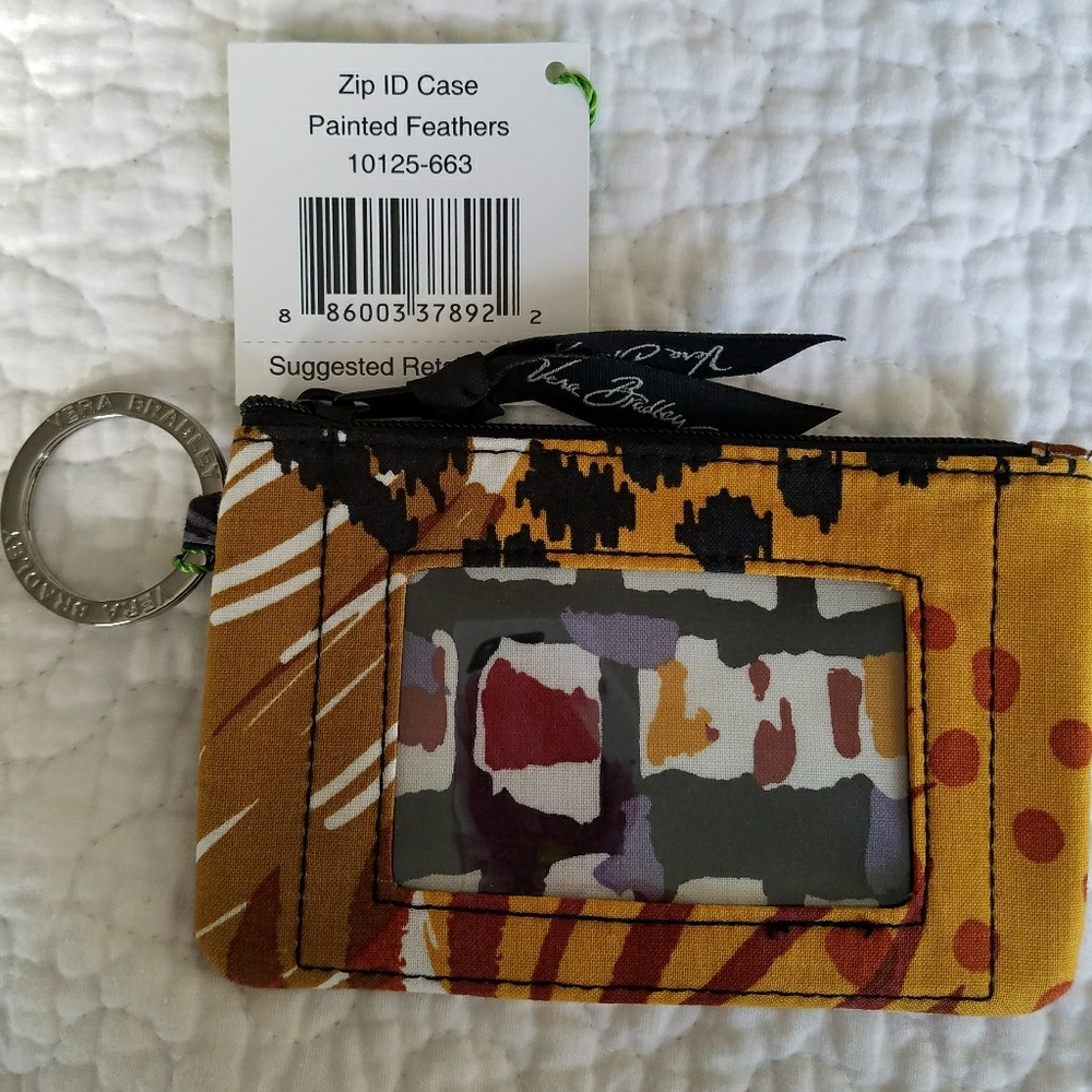 **SOLD** Zip ID Case Painted Feathers Vera